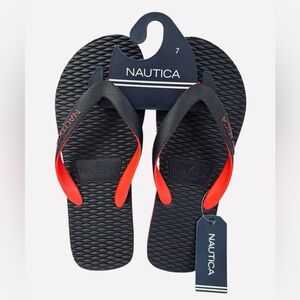Nautica Jiren Flip Flop Thong Casual Sandals Rubber Black/Red Men’s Size 7